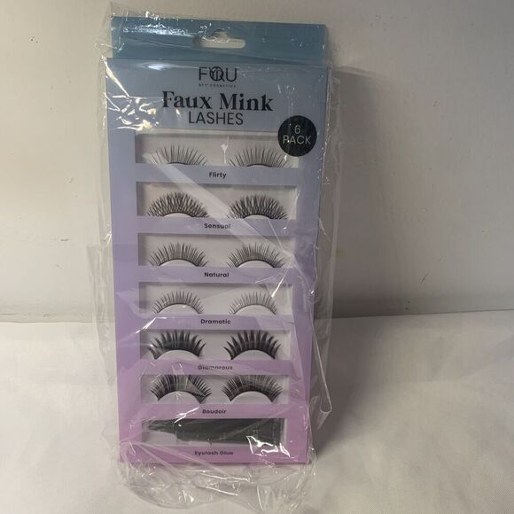 BFY Cosmetics Faux Mink Lashes 6 Pack with Glue - Black - Picture 1 of 5
